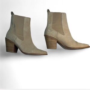 Suede Tan Ankle Boots with Pointed Toe